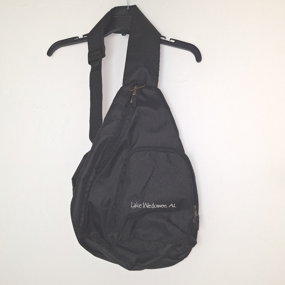 Y2K Minimalist Outdoor Travel Lake Wedowee AL Sling Bag Backpack Black OS
